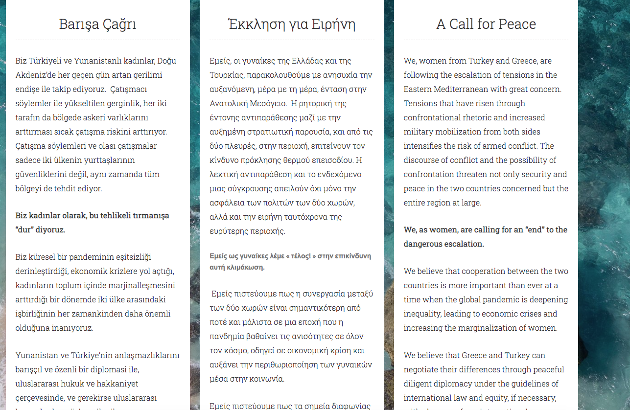 Türkiye ve Yunanistanlı kadınlardan barış çağrısı